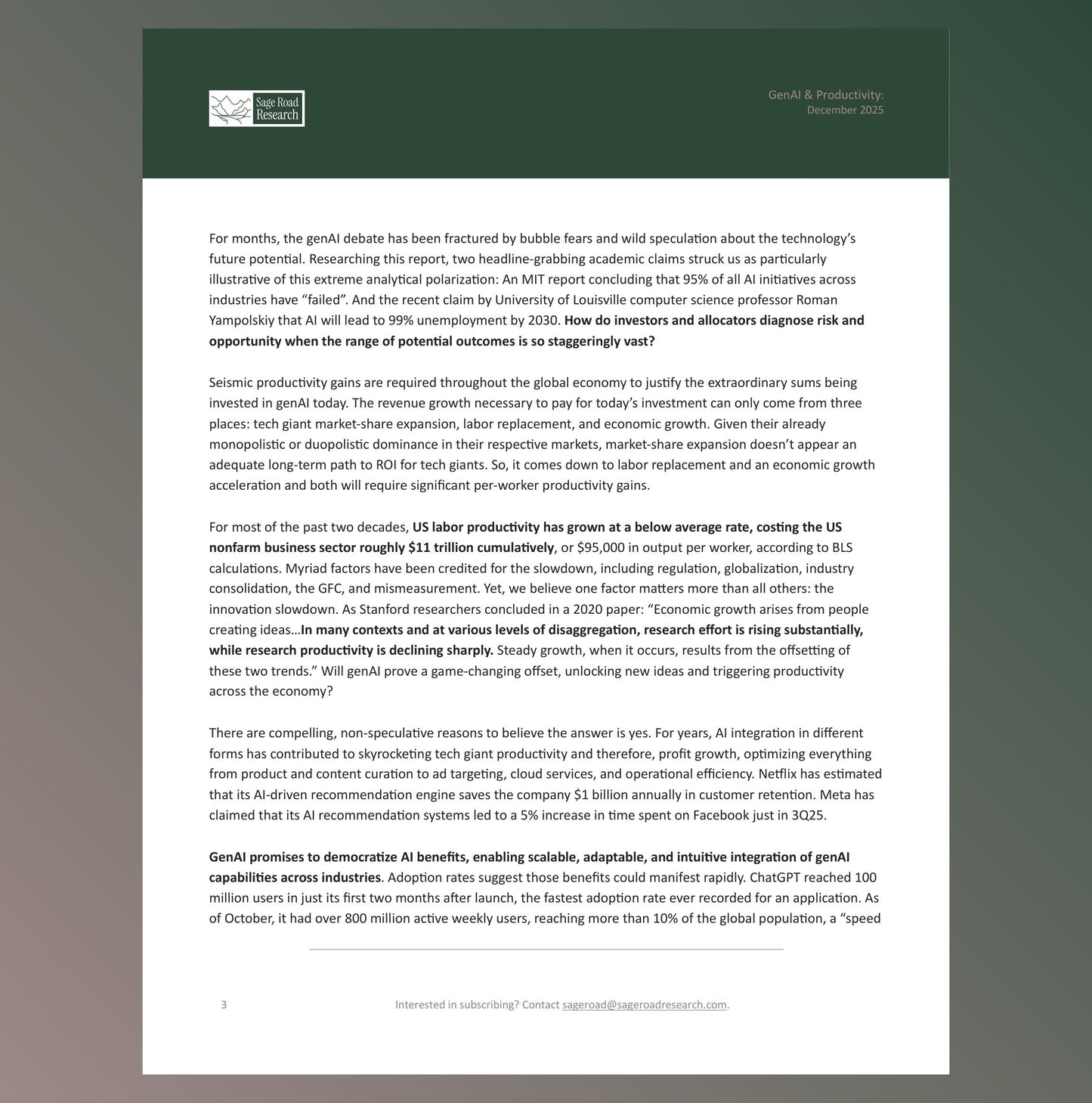 GenAI & PRODUCTIVITY