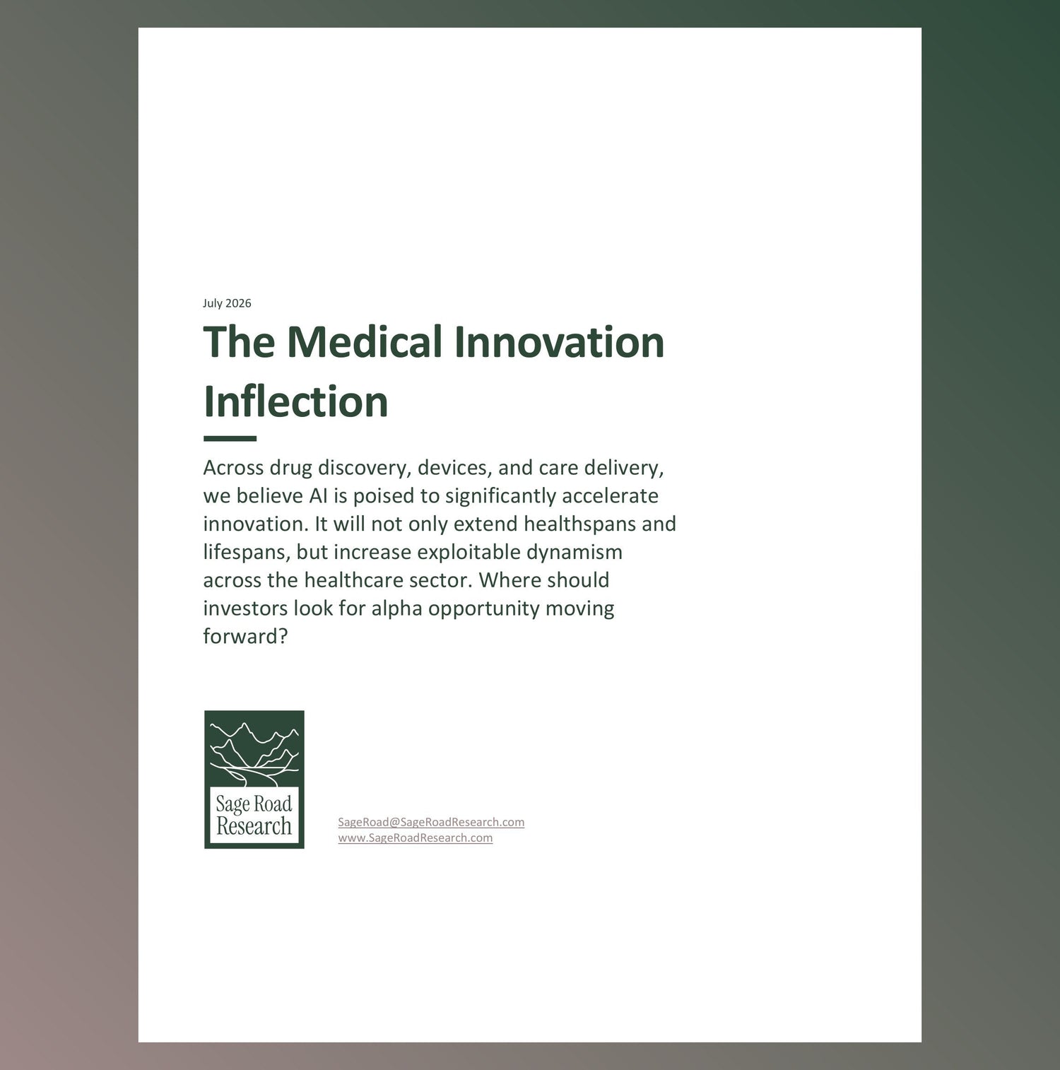 THE MEDICAL INNOVATION INFLECTION